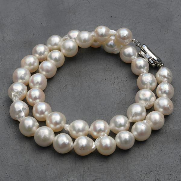 特大 10-10.5mm 無調色 バロック アコヤ真珠 ネックレス 鑑別書付