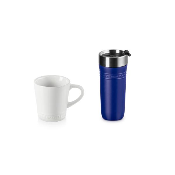 ル・クルーゼ 公式 ルクルーゼ ド マグカップ  マグボトル 水筒  ｜ ネオ・マグ ホワイト & OTG トラベルマグ 350ml アズールブルーセット ｜ 父の日