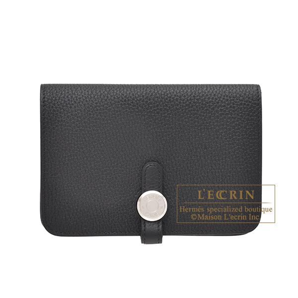 HERMES エルメス ドゴンコンパクト ブラック トゴ シルバー金具 