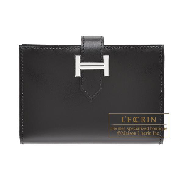 HERMES（エルメス） ベアンカードケース ブラック ボックスカーフ 