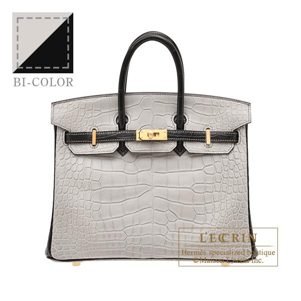 Birkin エルメス パーソナルバーキン25 パールグレー/ ブラック 