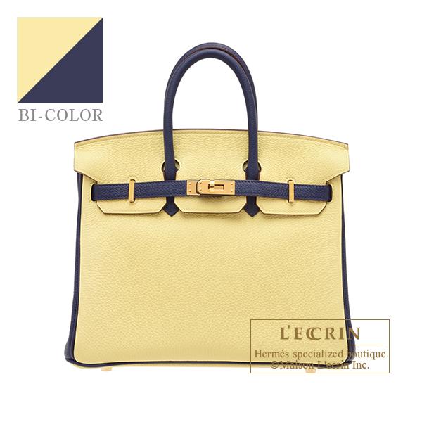 Birkin エルメス パーソナルバーキン25 ジョーヌプッサン/ ブルー 