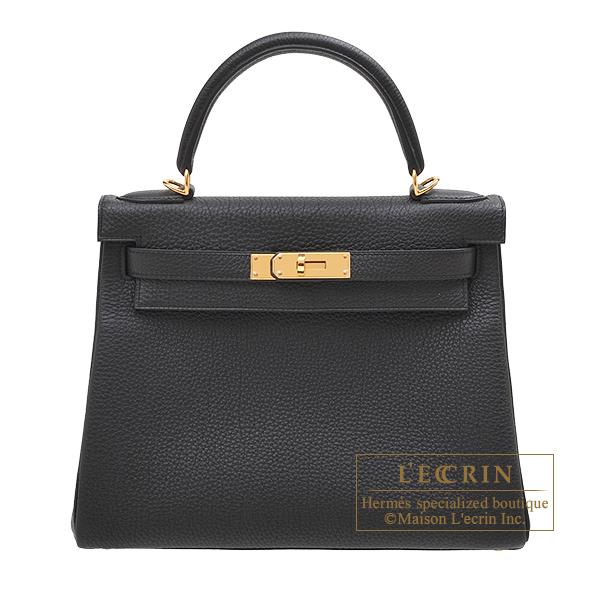 Kelly エルメス ケリー28/内縫い ブラック トゴ ゴールド金具 