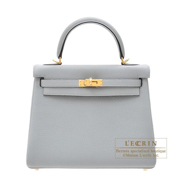 Kelly エルメス ケリー25/内縫い ブルーグラシエ トゴ ゴールド金具 