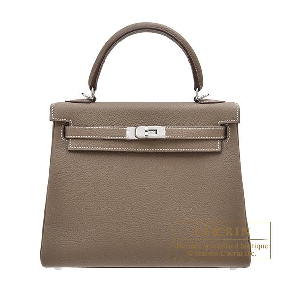 Kelly エルメス ケリー25/内縫い エトゥープ トゴ シルバー金具 