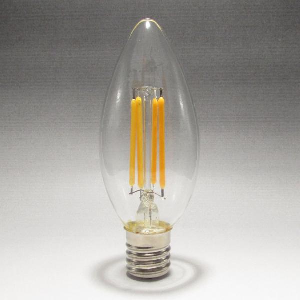 ■製品仕様品名: フィラメントLEDシャンデリア球4W品番: CLF4-E17WW消費電力: 4W電圧: AC100Ｖ〔50/60Hz〕サイズ: φ35mm×93mm重量: 15ｇ材質: ガラス光束: 320lm色温度: 2700K（Ra8...