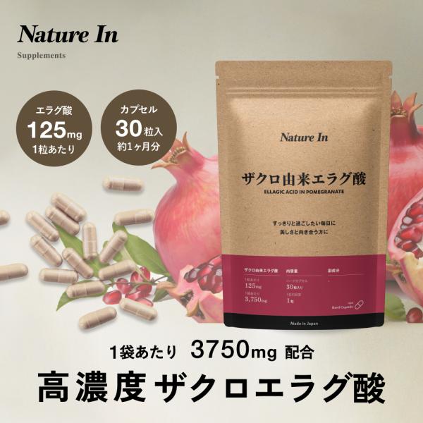 高濃度 エラグ酸 サプリ 1ヶ月分  ザクロエキス ダイエット サプリメン 粒 Nature In 国内製造 ポリフェノール 美肌 美容