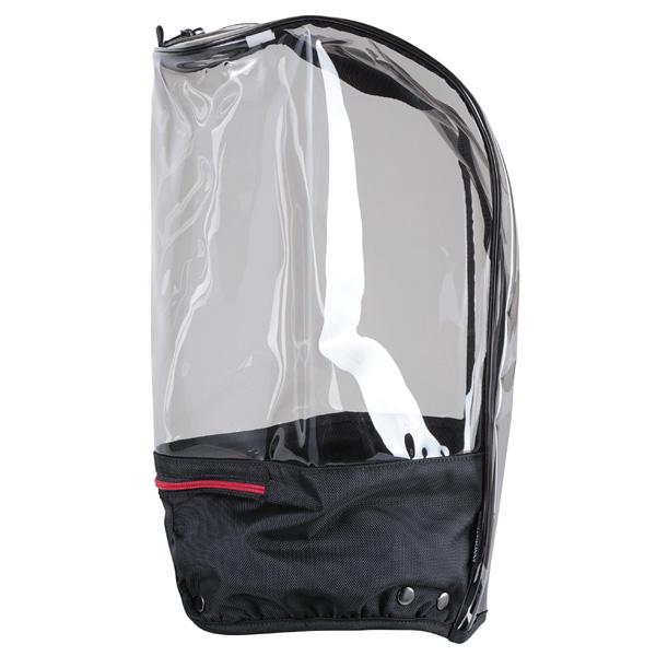 キャディバッグ用のフードカバーです。口枠に当たる部分には伸縮性のあるゴムが入っており、８．５型から１０型程度までのキャディバッグに対応しています。口枠ハンドル付きのキャディバッグにも装着可能で、フードカバー内が確認しやすいクリア仕様になって...