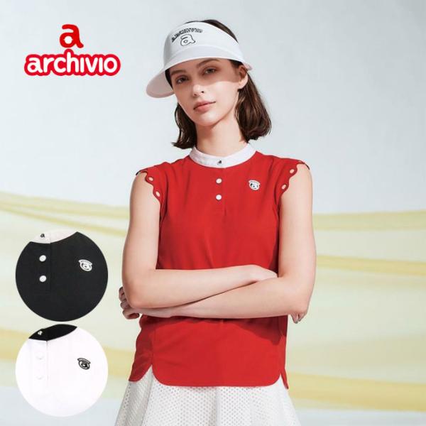 archivio（アルチビオ） ゴルフ レディース スカラップノースリプル