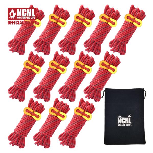 【商品詳細】パラコード（レッド）太さ(約)：5mm長さ(約)：4m重量(約)：69g材質：強化ポリエステル耐荷重(約)：430kg入数：12本【商品説明】強化ポリエステル製テントロープ。ロープにテンションをかけたいときなどに使う自在金具付き...