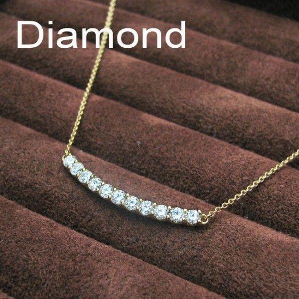 K18 イエローゴールド ダイヤモンド ラインネックレス 1カラット E〜G