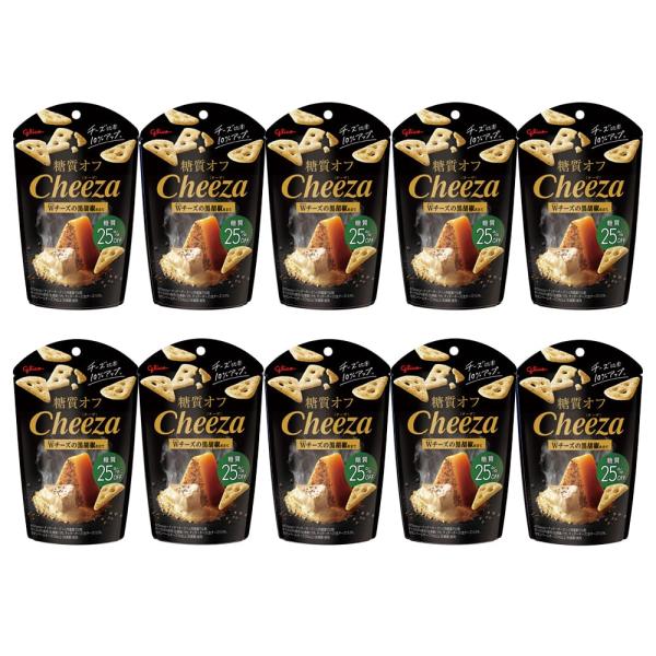 他サイト： 糖質オフチーザ ダブルチーズの黒胡椒仕立て 36g×10袋 江崎グリコ おつまみスナック 生チーズ 適正糖質 ロカボ お酒に合う ワイン cheezaの商品画像