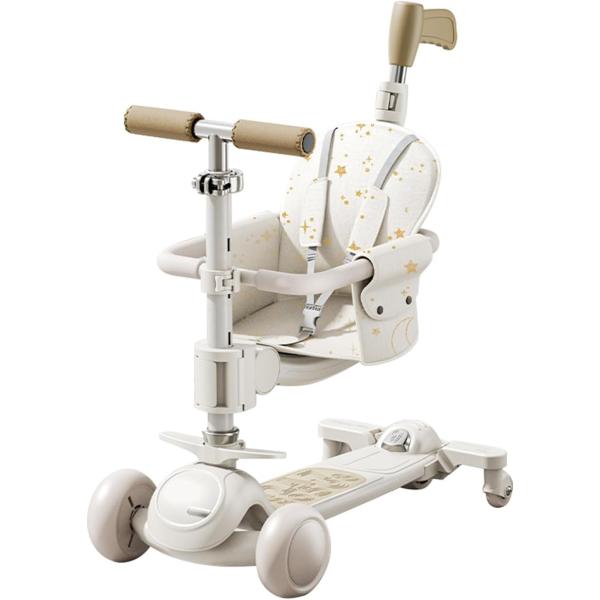 【高さ調節可能・方向転換】軽量かつ頑丈なボディのキックスクーターです。子供の身長により、68cm、74cm、79cm、85cmの4段階に調節できます。適用年齢：1歳〜14歳。車体を傾けることによって方向転換が可能な機構を採用。【LED 光る...