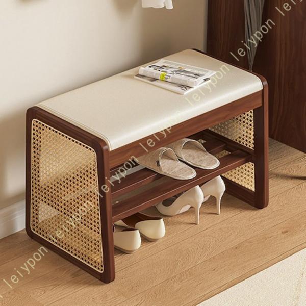 [Release date: August 12, 2025]シューズラック 玄関ベンチ 収納ベンチ 玄関椅子 スツール 2段 木製■安定した座り心地座面が幅広でクッション入りのため快適にお座りいただけます!■収納スペースあり座面の下の棚は...