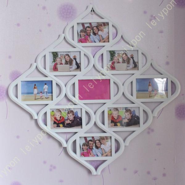 写真立て ルナウォールフレーム ホワイト 写真 複数 壁掛け ひし形 デコレーション 満月 フォトディスプレイ 写真スタンド デザイン雑貨 お祝い 結婚 ギフト