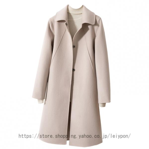 チェスターコート 秋冬 暖かい レディース ロング テーラード ウールコート コート アウター カジュアル ファッション 無地 黒 大きいサイズ 30代 40代