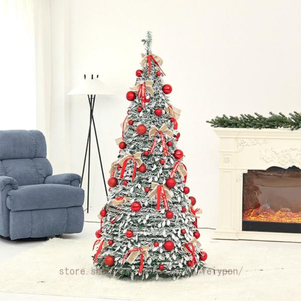 大幅値下げ 人工クリスマスツリー コンパクト 折りたたみ 省スペース クリスマスツリー 伸縮型 オーナメント付き 飾り付き 大型 ヌード