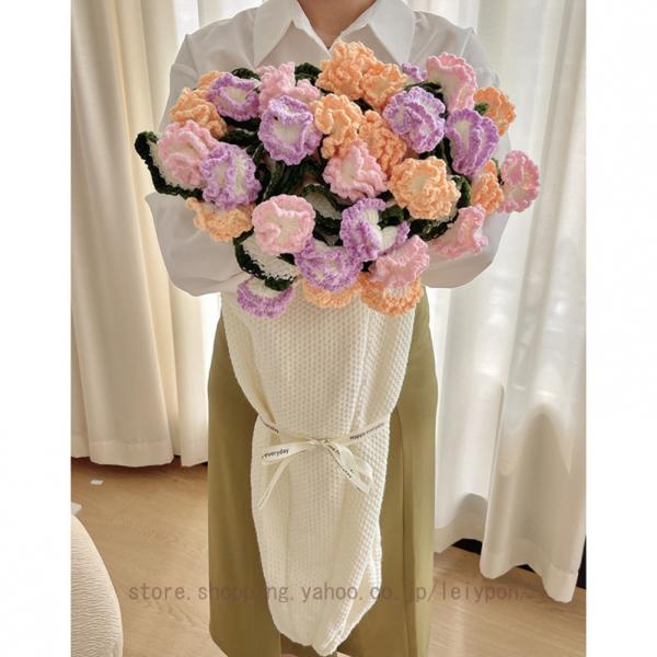 ハンドメイド かぎ針編み ローズ毛布 完成品 毛糸花束 ブランケット 手作り ギフト用 おしゃれ 花モチーフ インテリア 永遠の花 ソファカバー デコレーション