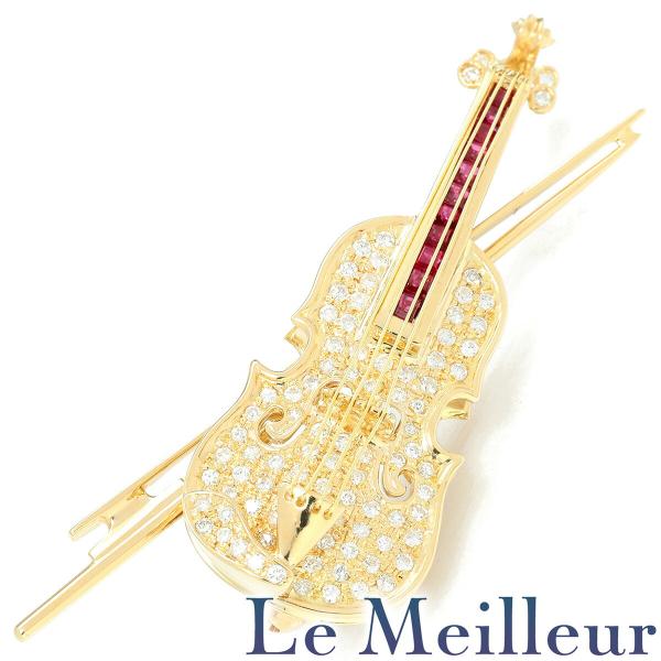バイオリンモチーフ ブローチ兼ペンダントトップ ルビー 0.59ct