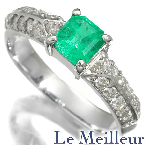 リング 指輪 エメラルド 0.77ct ダイヤモンド 0.44ct Pt900 11号 中古  