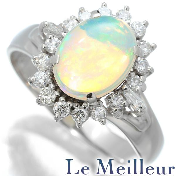 ヘイローデザインリング 指輪 オパール 0.99ct ダイヤモンド 0.25ct  