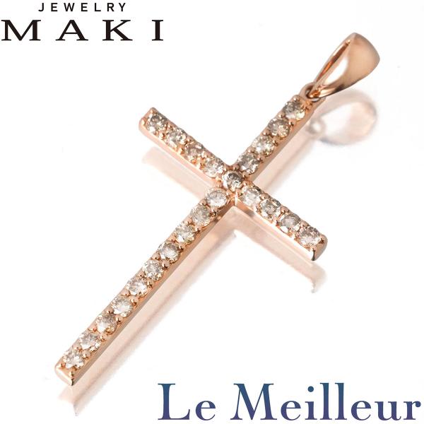 ジュエリーマキ クロスモチーフ ペンダントヘッド ブラウン  