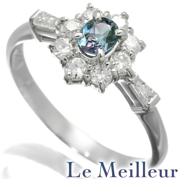 フラワーモチーフリング 指輪 アレキサンドライト ダイヤモンド 0.31ct 