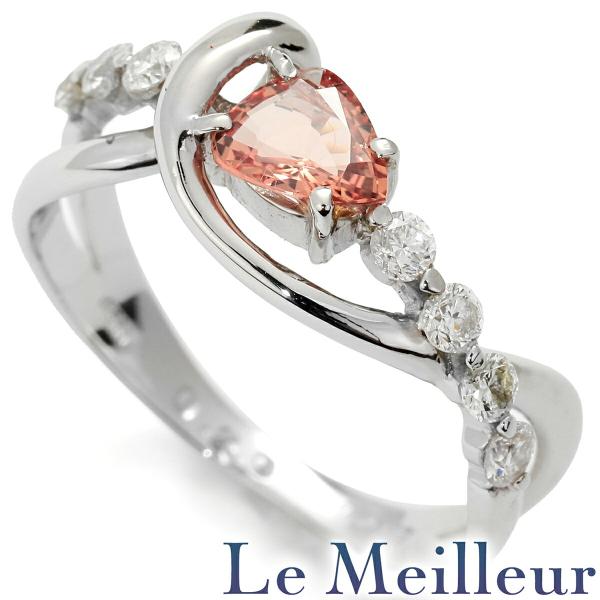 パパラチアサファイア 0.453ct ダイヤモンド 0.29ct プラチナ Pt900 