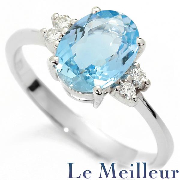 アクアマリン 1.41ct ダイヤモンド ホワイトゴールド K18WG リング 11