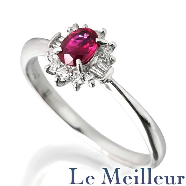 リング 指輪 ルビー 0.43ct ダイヤモンド Pt900 13号 中古 プレラブド