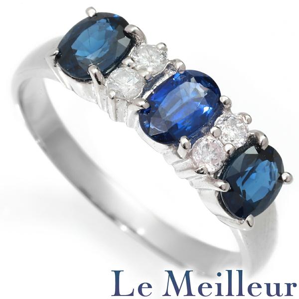 リング 指輪 サファイア 1.20ct ダイヤモンド Pt900 13号 中古  