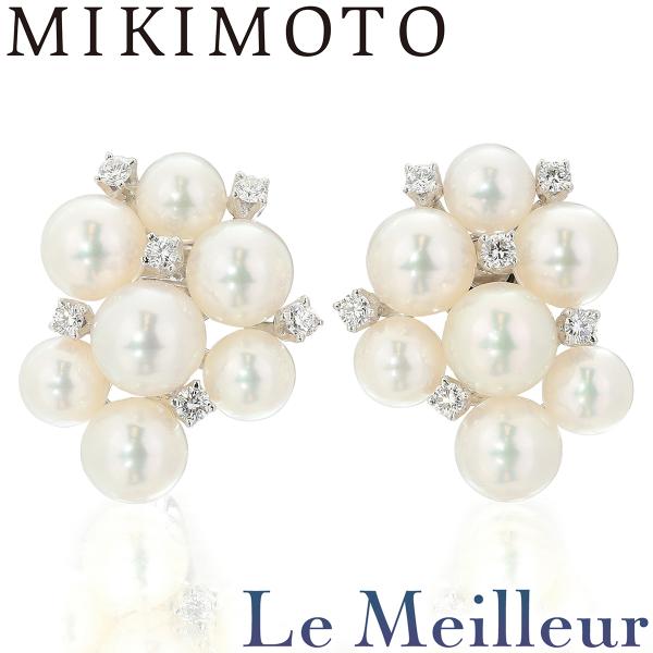 MIKIMOTO ミキモト パールイヤリング 真珠 5.0~7.0mm ダイヤモンド K18  