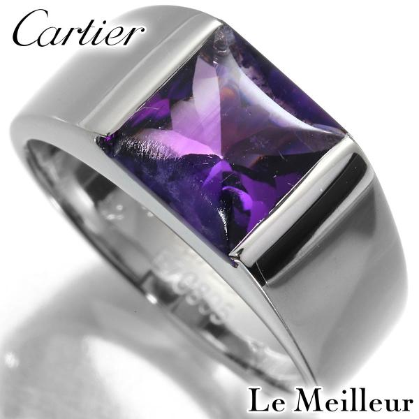 リング 指輪 アメジスト リング K18WG アメジスト ホワイトゴールド タンクリング  11号【中古】 Cartier（カルティエ） タンク リング アメシスト ホワイトゴールド