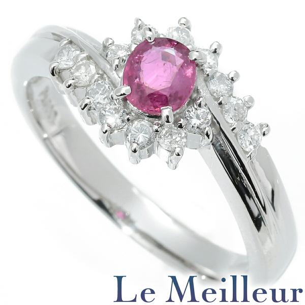 ルビー 0.45ct ダイヤモンド 0.3ct プラチナ Pt900 ツイストヘイロー