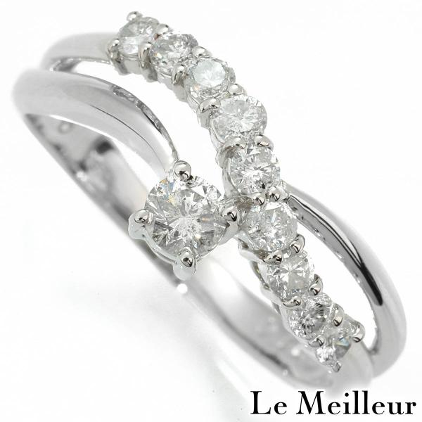 クロスライン リング 指輪 ダイヤモンド 0.50ct プラチナ Pt900 13号