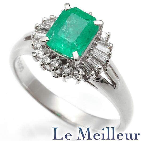 リング 指輪 エメラルド 1.06ct ダイヤモンド 0.26ct Pt900 9号 中古  
