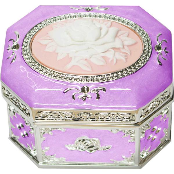 八角宝石箱オルゴールパープル バラカメオ PK : インテリア雑貨LeMode