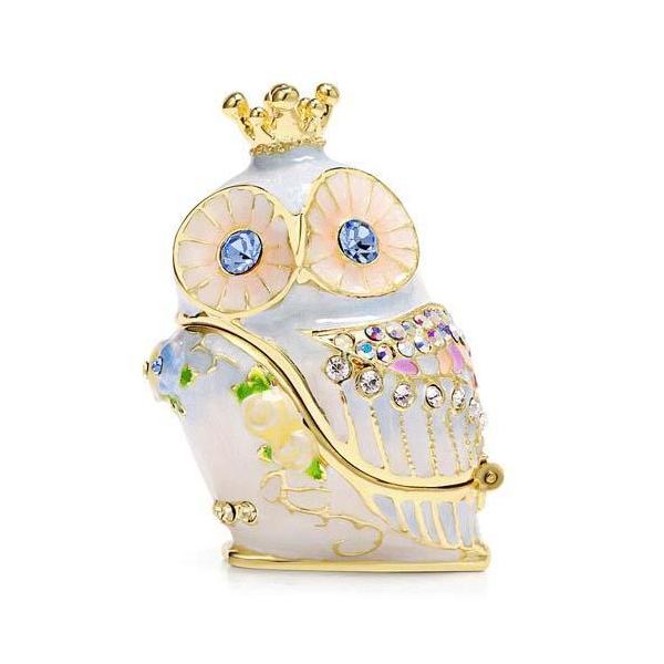 ジュエリーボックス ローズクラウンふくろう（ブルー） : インテリア