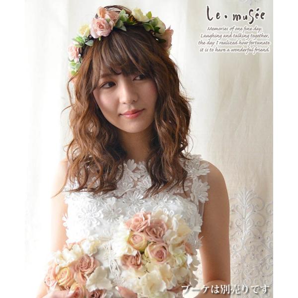 花冠 ヘッドドレス ウェディング 髪飾り 結婚式 ブライダル ヌーディベージュのミニバラとグリーンの花冠 Buyee Buyee Japanese Proxy Service Buy From Japan Bot Online