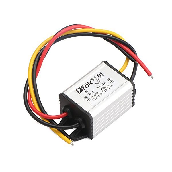DROK DCDC 防水 降圧型電圧レギュレーター DC12V?6V / 3A 9-22V?6V 高効率カーパワー コンバータ 降圧な電圧モジュール