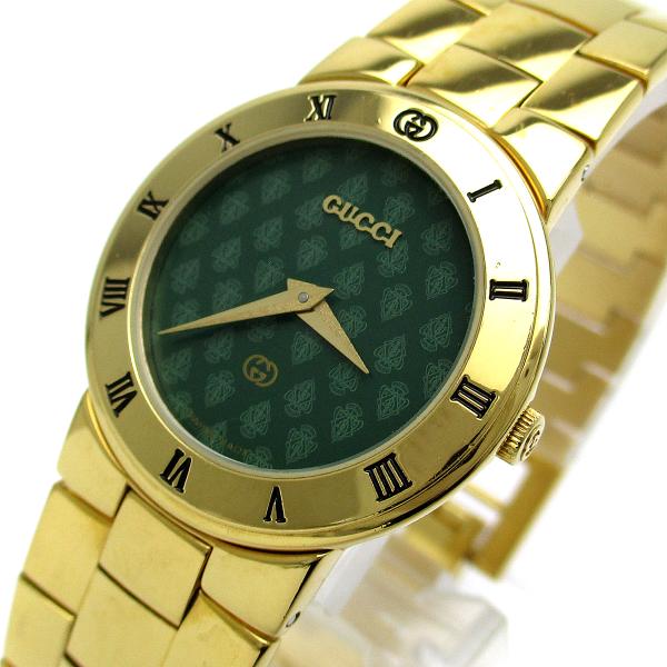 GUCCI グッチ 時計 クラシック ゴールド レディース グリーン クレスト