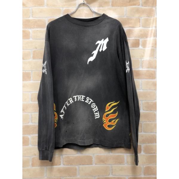 【中古】 SAINT MXXXXXX セントマイケル 24SS ヴィンテージ加工 フレイムプリント長袖カットソー ブラック L 111437777