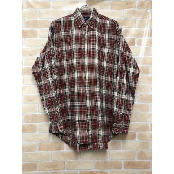 【中古】 Ralph Lauren ラルフローレン BLAKE ボタンダウンチェックシャツ レッド×ベージュ M 111443041