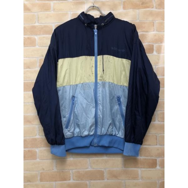 adidas アディダス 90s ヴィンテージ ナイロンジャケット ネイビー×クリーム×ライトブルー US S 111449347