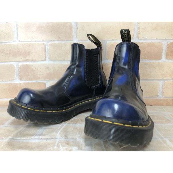 【中古】 Dr.Martens ドクターマーチン Rub Off Lux Chelsea Boots ブラック×ブルー UK6（25cm） 111453419
