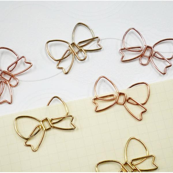 クリップ リボン 】 10個 ゴールド ピンクゴールド 文房具