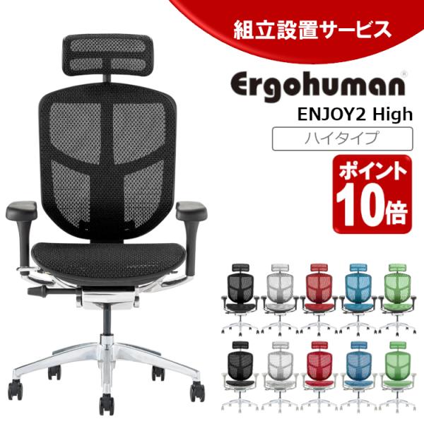 エンジョイ Ergohumanエルゴヒューマン 肘付きオフィスチェア エルゴヒューマン（Ergohuman） エンジョイ2 ハイタイプ EJ2-HAM