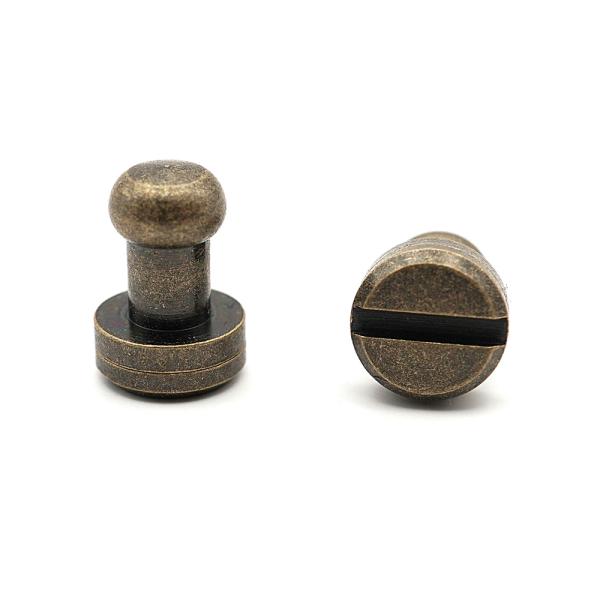 ネジ式ギボシ 小 頭径5mm アンティーク 4個入り ネジ式 レザー用金具 レザークラフト