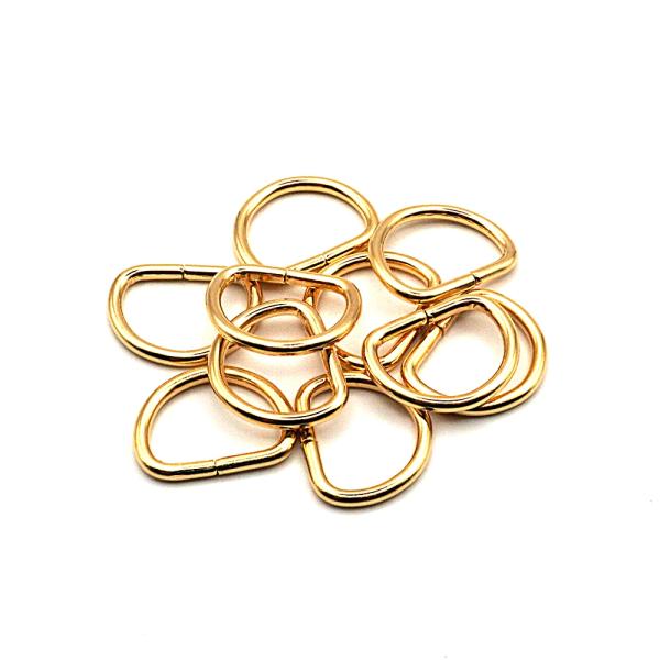 ファスナー引手用Dカン 1.4mm線 10mm/ゴールド（本金） 10個入り