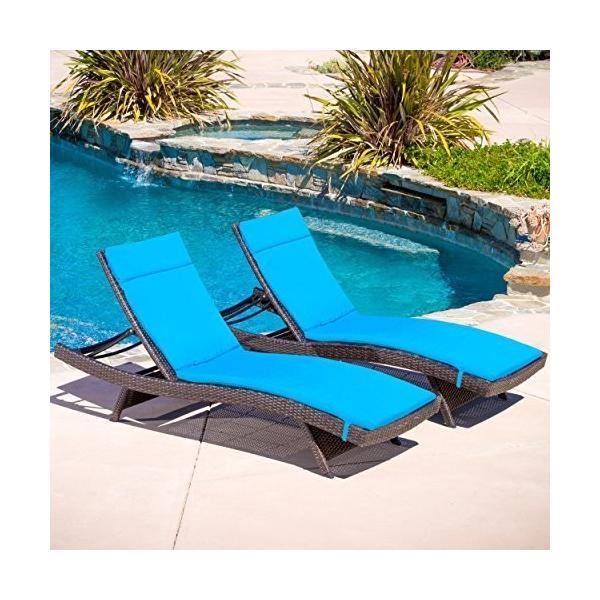Lakeport Outdoor Adjustable Chaise Lounge Chairs W Blue Colored Cushi Www Workplace No